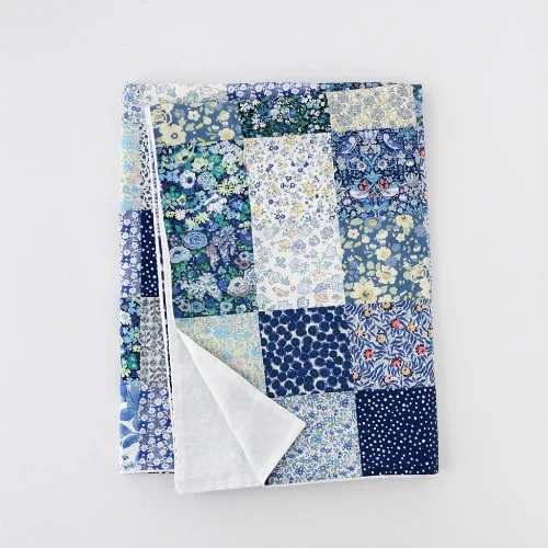 Check & Stripe with Liberty Patchwork Blanket Kit (Blue) - Image 3